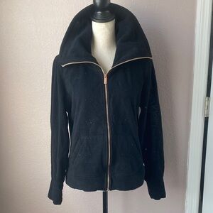 Calvin Klein Performance Fleece Black Jacket with Rose Gold Accents